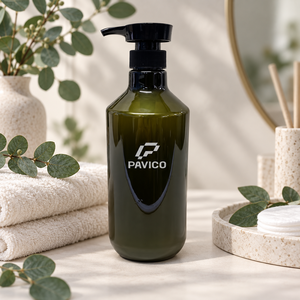 800ml PET <b>Pump</b> <b>Bottle</b> 33mm Dark Olive Green <b>Shampoo</b> Lotion Body Wash Cosmetic Packaging with Silk Screen Printing Made Vietnam - Product Image 6
