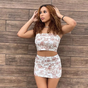 Hot Selling Sexy Casual Sleeveless Strapless Crop <b>Top</b> and Pants Women Two Piece Set - Product Image 6