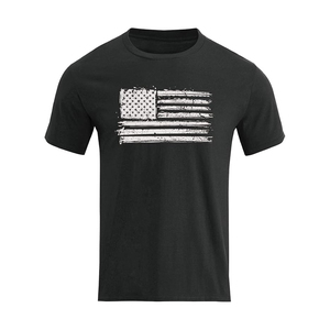 Sky Blue Distressed Vertical Flag Print Tee Men Graphic Short Sleeve Cotton Crew Neck Wholesale - Product Image 4