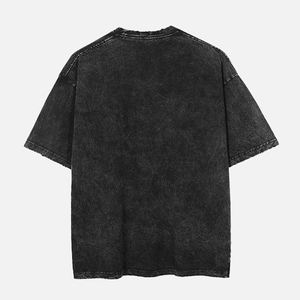 T-shirt en coton pour homme, délavé à l'acide, effet usé, col rond, manches courtes, style grunge, streetwear, décontracté, pour l'été - Product Image 2