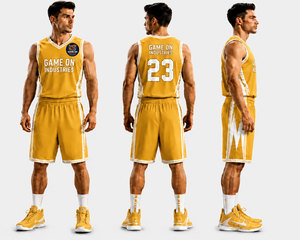 Uniformes de basket-ball personnalisables, respirants, à séchage rapide, imprimés par transfert thermique, haute qualité, 100% polyester, nom et numéro d'équipe pour hommes - Product Image 1