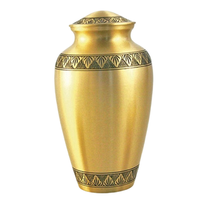 Urnes funéraires pour adultes en laiton de haute qualité avec bande noire et finition polie, pour cendres humaines. - Product Image 3