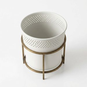 Handmade 16 cm Iron Pot Stand Chalk <b>Brass</b> Pierced Band Chirag Punched Band Metal Candle Holders <b>Lanterns</b> for Home Decor Hotel - Product Image 3
