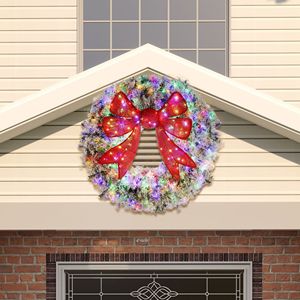 Ghirlanda Natalizia Oro e Bianca con Bacche e Ornamenti, Decorazione per Esterni e Interni in PVC a Forma di Fiore, Nessuna Spedizione nei Fine Settimana - Product Image 6