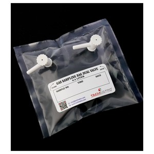 Sac d'échantillonnage de gaz TECHINSTRO Tedlar 0,5 litre avec film PVF et double valve, étanche pour l'échantillonnage d'air, de COV et de gaz du sol - Product Image 1