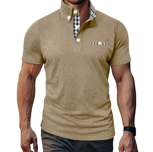 Chemise décontractée pour homme en coton tissé uni à manches courtes et tissu doux - Product Image 4