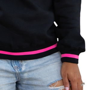 Custom <b>Black</b> Women's Embroidered Sweatshirt with 1908 Pink and Green Lettering Crew Neck <b>Long</b> Sleeve Casual Fashion <b>Top</b> - Product Image 4