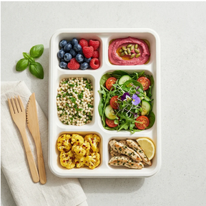 Bulk Supply Modern Oceanic Global <b>Pulp</b> Moulded Disposable 5CP Meal Tray Lid Sustainable Food Packaging for Hotels Cafes Cloud - Product Image 3