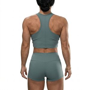 Women Comfortable Active Wear Two Piece Fitness Clothing Set With Support <b>Top</b> And High Waist Stretch Bottom For Daily Exercise - Product Image 3
