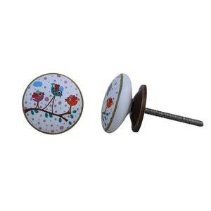 Poignées de tiroir en céramique en forme d'oiseaux multicolores, design fantaisie, pour commodes et armoires, 3,81 cm, commande en gros - Product Image 3