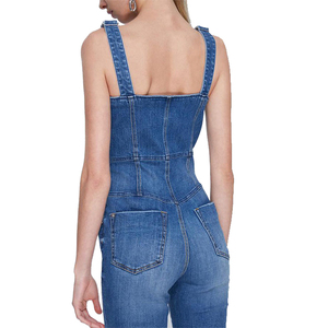 Nuevo Diseño, Mono de Mezclilla Azul Sostenible con Tirantes para Mujer, Pantalones Acampanados, Última Moda, Totalmente Personalizado, Fácil de Usar - Product Image 2