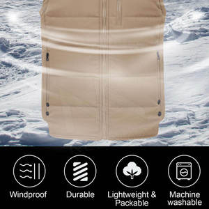 Chaleco Acolchado Beige con Cuello en V para Hombre, con Cierre de Cremallera, Impermeable, Transpirable, Reversible, Cortavientos, Ropa de Invierno Formal - Product Image 3