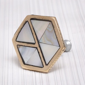 Golden Brass Cabinet Knob Hexagon Mother of Pearl Furniture <b>Pull</b> Drawer Wardrobe <b>Handle</b> for Bedroom - Product Image 1