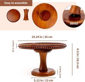 Support à gâteau en bois massif écologique, compatible lave-vaisselle, fait main, plateau de service sur piédestal pour mariage, anniversaire, table de desserts, pâtisserie - Product Image 5