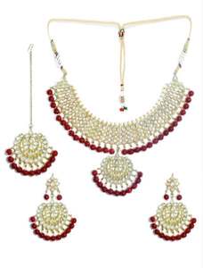 Indian Classic Choker <b>Jewelry</b> <b>Set</b> Traditional Crystal Kundan Faux Pearl <b>Bridal</b> Necklace Earrings <b>Set</b> for Women High Wedding - Product Image 2
