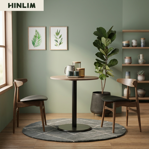 Table à manger ronde scandinave durable avec plateau en bois et pieds en bois, design minimaliste, 2 places, mobilier moderne pour la maison, l'hôtel et la salle à manger - Product Image 1