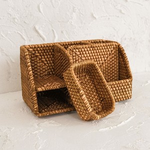 Office Stationery Organizer Rattan Pen Holder for Desk <b>Table</b> Wholesale Pencil Container Storage Boxes - Product Image 2