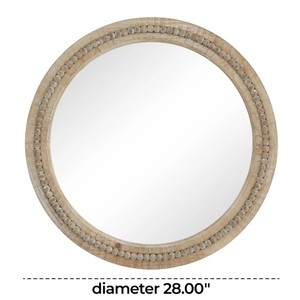 Round Wooden Wall <b>Mirror</b> – Decorative Beaded <b>Frame</b> <b>Mirror</b> for Living Room, Bedroom & Home Decor - Product Image 2