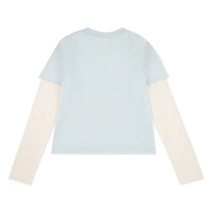 T-shirt décontracté à manches longues pour garçons, style superposé bicolore, col rond imprimé, respirant, 100 % coton écologique - Product Image 6