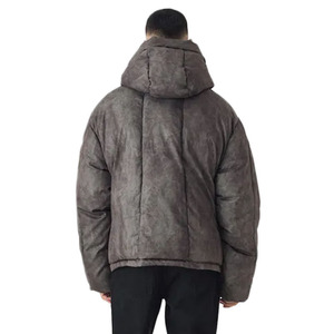 Best <b>Men</b> Puffer <b>Jacket</b> with Detachable Hood OEM Custom Navy Winter Insulated <b>Jacket</b> with Stripe Design Warm Casual Outdoor Coat - Product Image 3