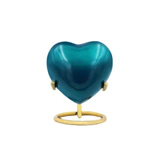Urna Conmemorativa Corazón Azul - Mini Urna de Cremación con Soporte y Caja - Pequeña Urna Azul para Cenizas - Urna Conmemorativa para Cenizas Humanas o de Mascotas - Product Image 1