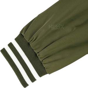 Vestes universitaires classiques en côtelé léger vert olive, design personnalisé sur le devant, coupe-vent, respirant, en cuir véritable - Product Image 5