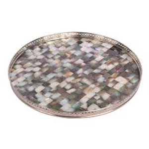 Plateau de service rectangulaire de luxe en nacre avec poignées, plateau décoratif en mosaïque de coquillages naturels pour la décoration de la maison et des hôtels - Product Image 5