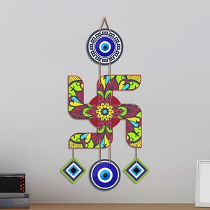 Sculpture murale décorative bohème Swastika, motif Mandala Œil protecteur – Décoration hindoue Vastu porte-bonheur, énergie positive, art en corde Diwali - Product Image 4