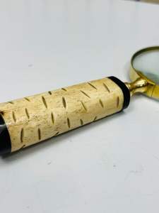 Loupe de poche en laiton de 2,5 pouces avec manche en os naturel |   Loupe d'inspection optique - Product Image 2
