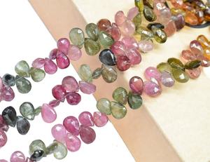 Perles de tourmaline naturelle à facettes en forme de poire, 5x7mm, 8 pouces, pour la fabrication de bijoux - Product Image 2