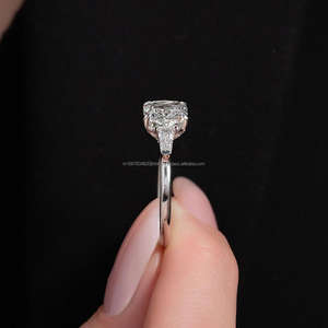 IGI/GIA Lab cultivé Vintage 14k or blanc mariage/fiançailles unisexe bague coupe diamant anniversaire fête cadeau avec diamant taille poire - Product Image 4