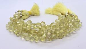 Perles de quartz citron naturel facettées en forme de cœur, 8-9 mm, 8 pouces, perles de pierres précieuses en quartz citron naturel - Product Image 3