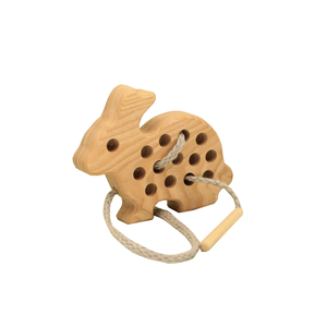 Jouet à lacer en bois fait main en forme d'animal pour enfants, artisanat éducatif DIY, décoration autoportante - Product Image 4