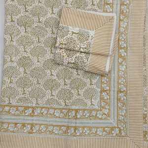 Jaipuri Indian Hand Block Printed 100% Cotton Luxury <b>King</b> <b>Size</b> Bedsheet Set Soft Durable Breathable Eco-friendly All Season Home - Product Image 1