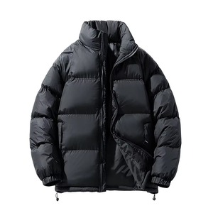 Chaqueta de plumón con bloques de color para hombre, abrigo grueso de invierno con cuello alto y cremallera, ropa exterior informal para exteriores - Product Image 4