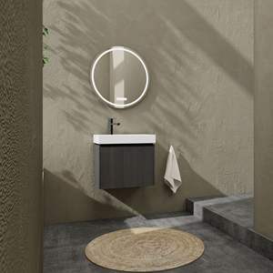 Mueble de Baño Flotante de 24 Pulgadas con Lavabo, Gabinete de Almacenamiento de Madera con Doble Puerta y Lavabo de Cerámica - Product Image 3