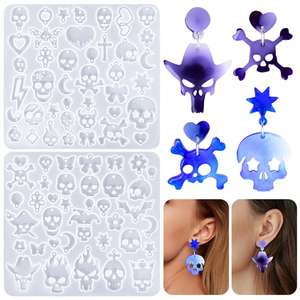 Skull Earrings Halloween Day Gift Eardrop Earring Pendant Ornaments Mold <b>Resin</b> Silicone Mold - Product Image 1