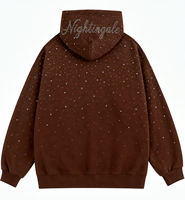 Sweat à capuche épais pour homme, coupe classique, streetwear, en coton 100%, avec broderie personnalisée et strass de luxe, collection hiver