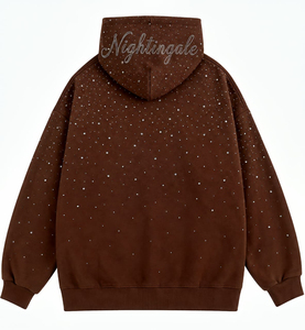 Sweat à capuche épais pour homme, coupe classique, streetwear, en coton 100%, avec broderie personnalisée et strass de luxe, collection hiver - Product Image 5