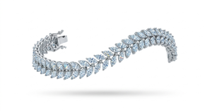 Aniva BR943940 Pulsera de tenis floral con racimo de hojas marquesa de oro blanco de 18K y diamantes cultivados en laboratorio, certificada por IGI - Product Image 4