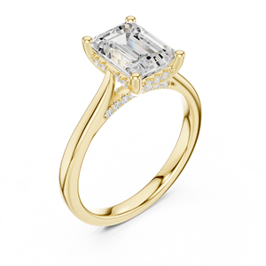 Elegant Emerald Cut Lab Grown <b>Diamond</b> Engagement <b>Ring</b> 14K Yellow Gold Solitaire Bridal Wedding <b>Ring</b> Fine Jewelry - Product Image 4