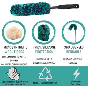Kit Professionale di 4 Spazzole per Ruote con Manico Lungo per Pulizia Pneumatici, 2 Spazzole Morbide per Pulizia Ruote, 2 Spazzole per Lavaggio Auto - Product Image 6