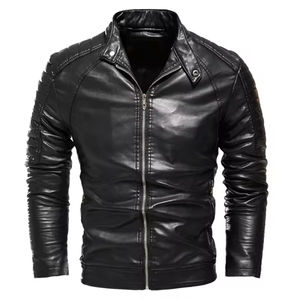 Custom Mens Stylish Black <b>Cow</b> Skin Winter Leather Jacket with Zip-Up Front Ribbed Sleeves and Side Chest Pockets Leather jackets - Product Image 1