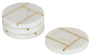 Ensemble de sous-verres classiques en marbre poli, faits à la main, durables, ronds, gravés, pour la maison et le bureau - Product Image 5
