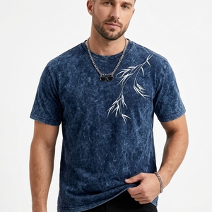 T-shirt d'été rayé tendance style vintage pour homme, décontracté, manches courtes, polyester premium, coupe régulière, 220 grammes, brodé - Product Image 3