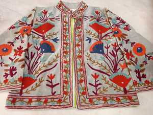 Hand Embroidered Suzani Jacket <b>Women</b> Floral Boho <b>Coat</b> Vintage Ethnic Designer Outerwear Winter Stand 100% Cotton Wholesale - Product Image 4