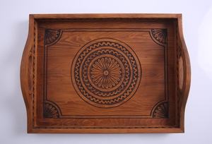 Bandeja de madera marroquí tallada a mano, plato rústico de madera, decoración boho para cocina, bandeja para té y café, regalo marroquí hecho a mano, tamaños personalizados - Product Image 4