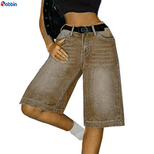 Shorts Vaqueros de Pierna Ancha y Corte Holgado de Alta Calidad para Mujer, Diseño Único, Estilo Casual, Overoles de Mezclilla para Verano - Product Image 1