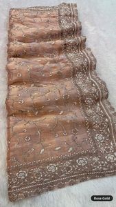 Sari reversible de seda modal para mujer, negro y burdeos, tradicional indio pakistaní, para bodas y fiestas, largo hasta el suelo, sari étnico. - Product Image 5