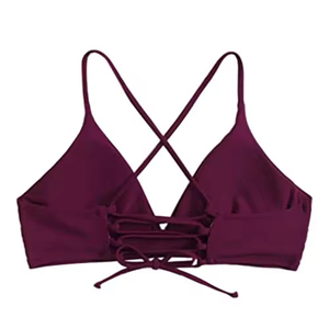 Conjunto de bikini con estampado tropical para mujer, traje de baño de dos piezas, traje de baño para playa, traje de baño para mujer, traje de baño bikini, color burdeos - Product Image 3